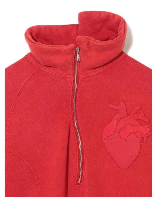 Undercover Red Heart-Appliqué Polo Top