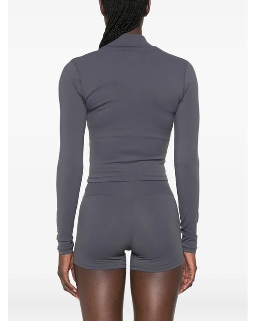Sporty & Rich Blue Logo-Print Zip-Up Sweater