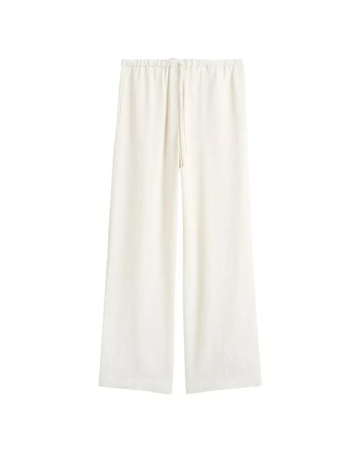 Totême White Drawstring Striped Trousers