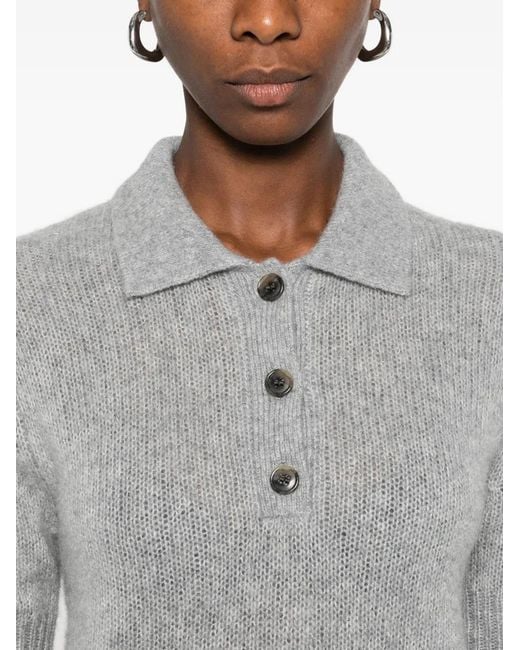 Lisa Yang Gray Polo Button Sweater