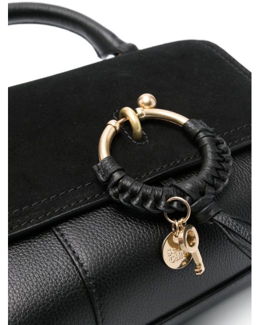 See By Chloé Black Logo-charm Leather Bag