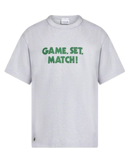 Lacoste Gray Slogan-print Cotton T-shirt for men