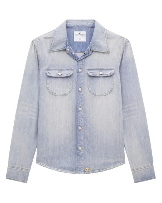 Courreges Blue Logo-Appliqué Denim Shirt