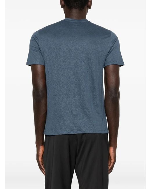 Majestic Filatures Blue T-Shirt À Col V for men
