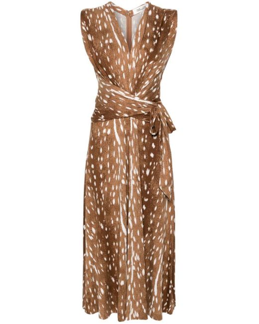 Diane von Furstenberg Natural Dorothee Animal-print Wrap Dress