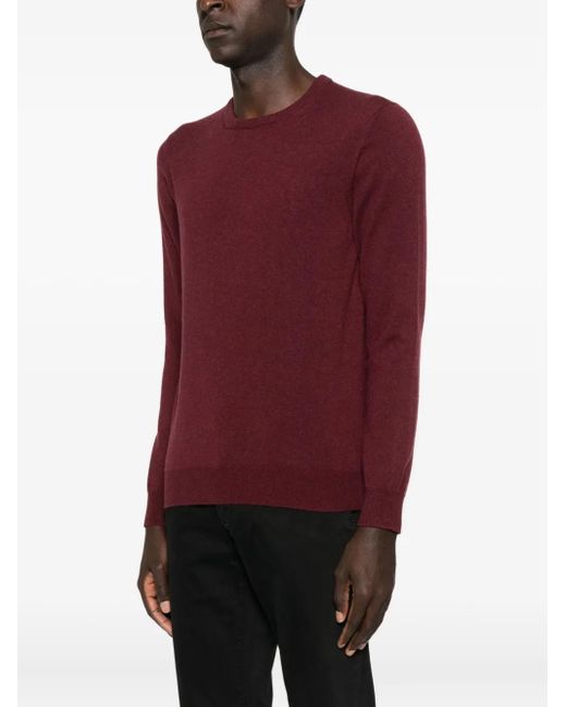 Malo Purple Cashmere Crew-Neck Sweater for men