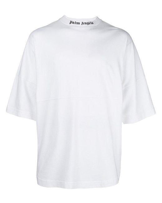 Mens T-shirts Palm Angels T-shirts Palm Angels Cotton Glittered Logo T-shirt in White for Men 