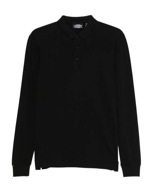 Superdry Black Long-Sleeve Polo Shirt for men