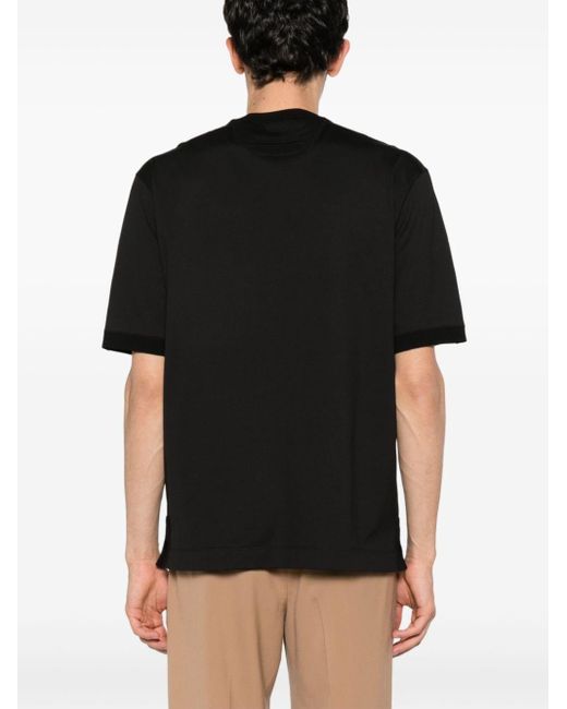 Zegna Black Shortsleeved Cotton T-shirt for men