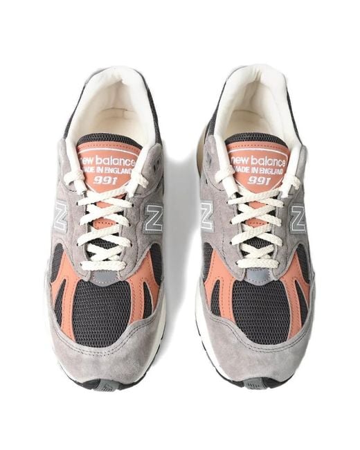 New Balance White 991V2 Mesh Sneakers