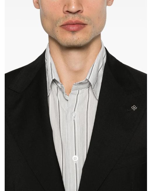 Tagliatore Black Pin-Lapel Virgin-Wool Jacket for men