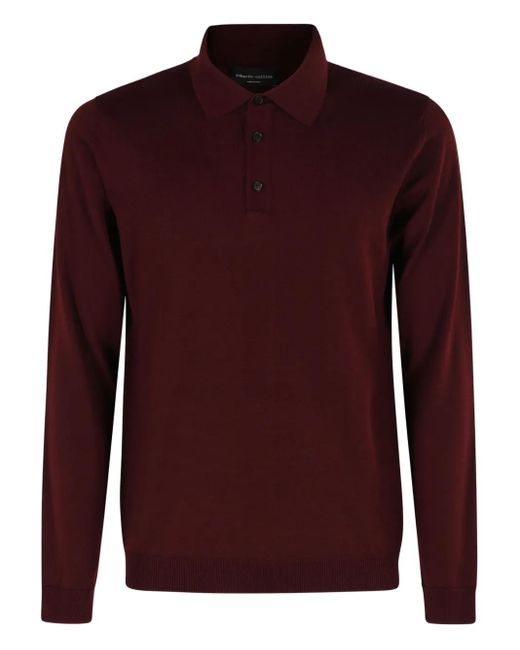 Roberto Collina Red Long-Sleeve Polo Shirt for men