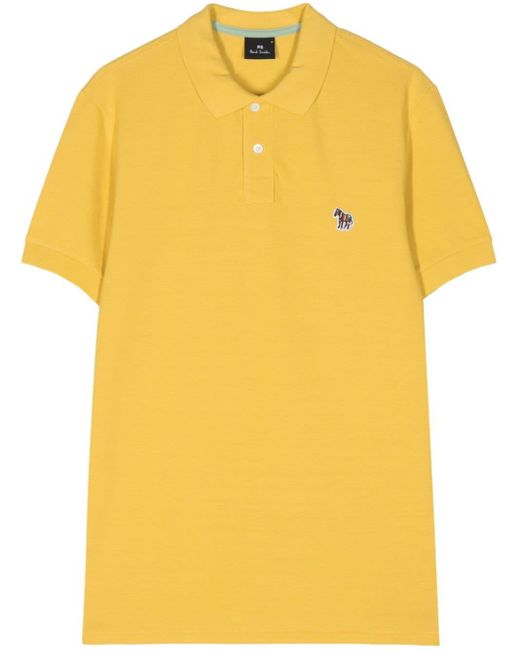 PS by Paul Smith Yellow Zebra-embroidered Organic Cotton Polo Shirt for men