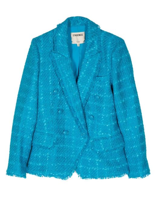 L'Agence Blue Tweed Double-breasted Jacket