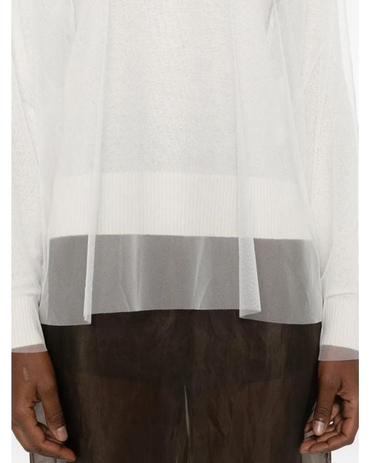 Forte_forte White Sheer-Panel Sweater