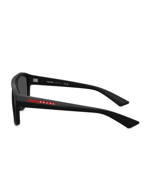 Prada Linea Rossa Black Square Sunglasses for men