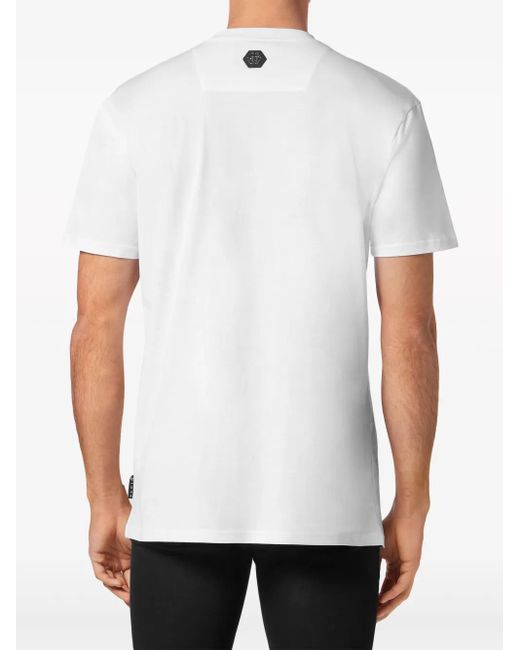 Philipp Plein Gray Crystal-Embellished Cotton T-Shirt for men