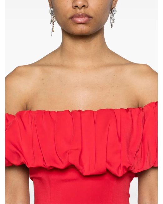 Vestido midi con cuello Bardot ROWEN ROSE de color Red