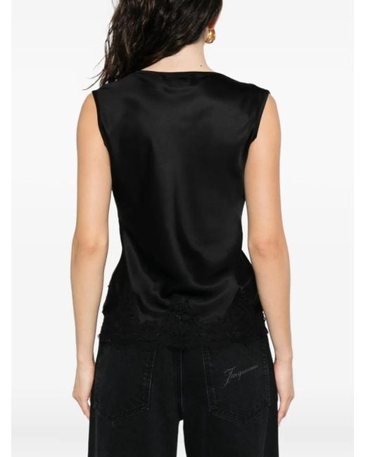 ERMANNO FIRENZE Black Lace-Trim Sleeveless Top