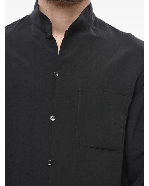 Umit Benan Black Francis Mandarin-Collar Shirt for men