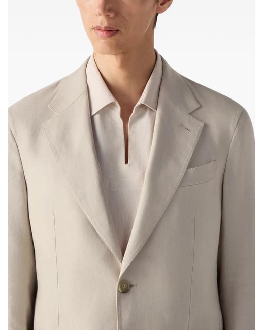 Zegna Natural Single-Breasted Patch-Pocket Blazer for men