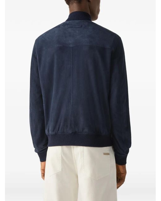 Zegna Blue Suede Blouson Jacket for men
