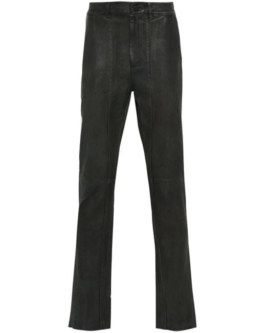 FREI-MUT Black Merci Leather Straight-Leg Trousers for men