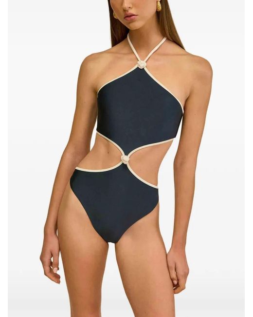 Cult Gaia Blue Cut-Out Knotted Swimsuit
