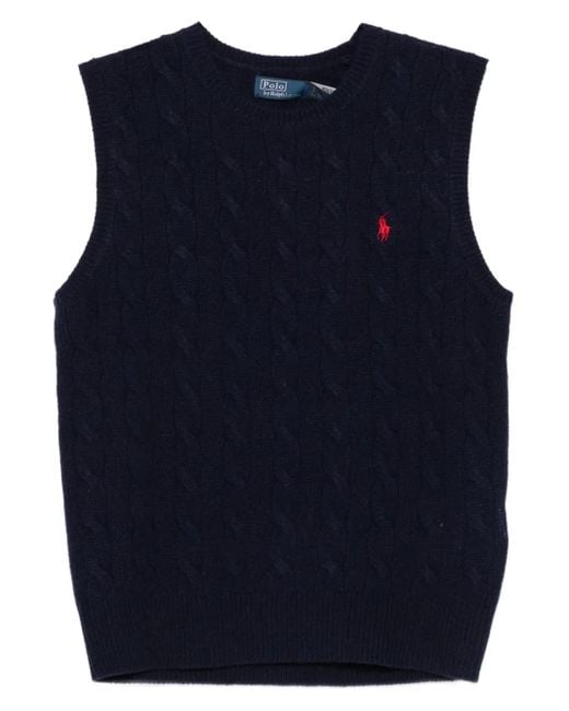 Polo Ralph Lauren Blue Cable-Knit Sleeveless Vest