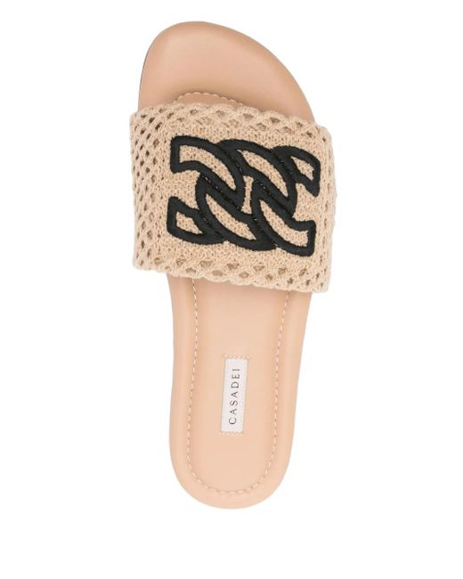 Casadei Natural Positano Flat Sandals