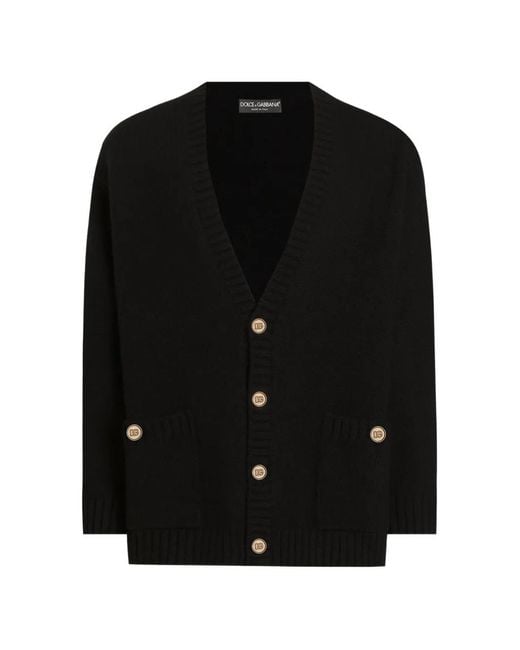 Dolce & Gabbana Black Wool Blend Cardigan for men