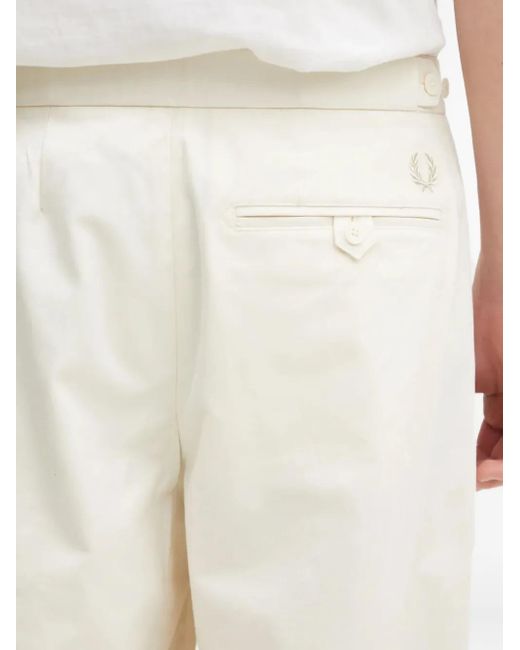 Fred Perry White Pleated-Front Trousers for men