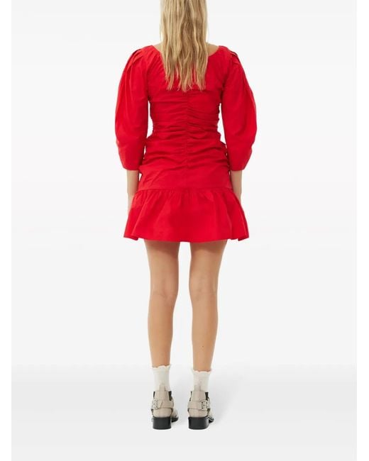 Ganni Gathered Poplin Minidress