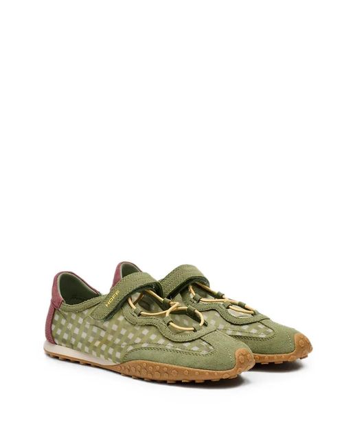 HOFF Green Bridge Gingham-Pattern Touch-Strap Sneakerinas
