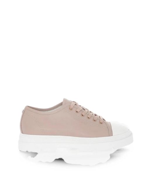 Woolrich Pink Hammered Leather Chunky Sneakers