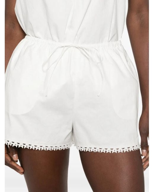 Posse White Veda Lace-Trim Shorts