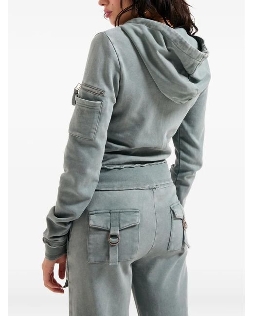 Juicy Couture Blue Washed-Effect Zip-Up Hoodie