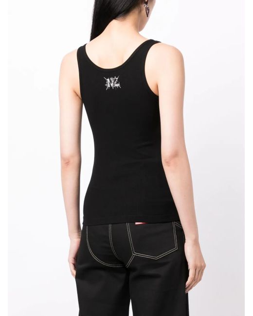 Natasha Zinko Black Heart Cut-Out Sleeveless Tank Top