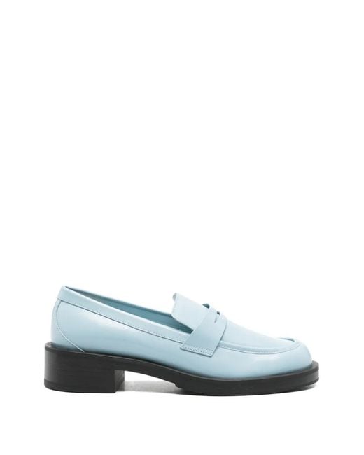 Stuart Weitzman Blue Leather Loafers