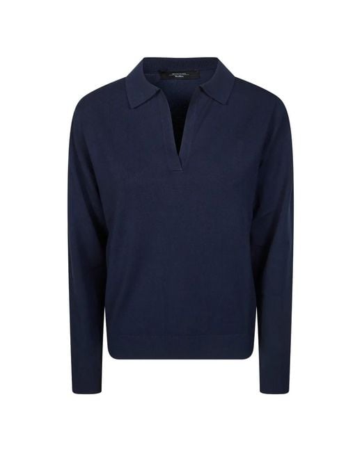 Weekend by Maxmara Blue Polo V-Neck Top