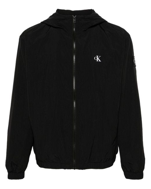 Calvin Klein Black Hooded Logo-print Lightweight Jacket for men