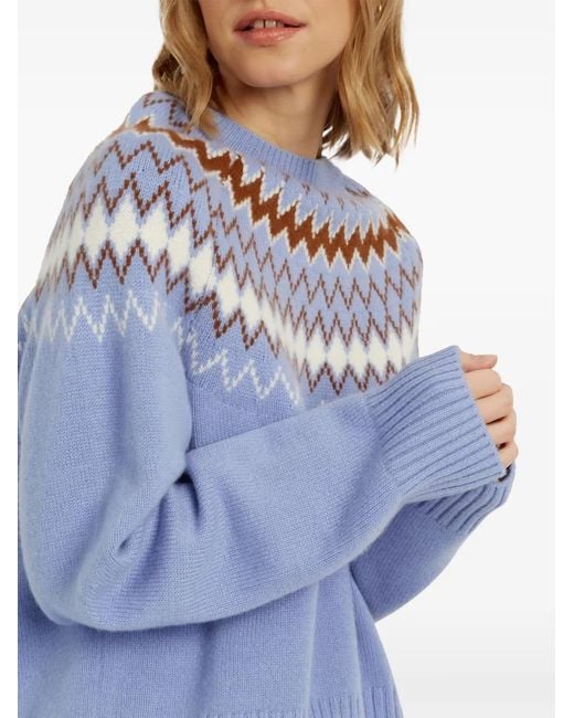 Chinti & Parker Blue Fair Isle Round-Neck Sweater
