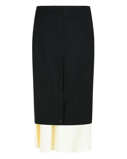 Rohe Midi-Rok Met Gelaagde Afwerking in het Black