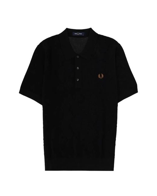 Fred Perry Black Polo En Maille À Losanges for men