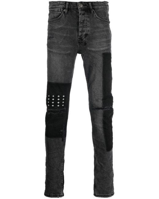 Ksubi Gray Van Winkle Copy Paste Trashed Mid-rise Skinny Jeans for men