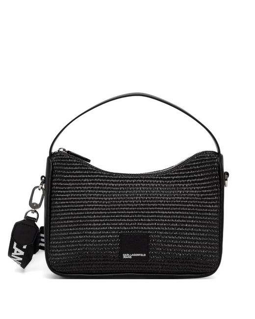 Karl Lagerfeld Black Logo-Patch Cross Body Bag