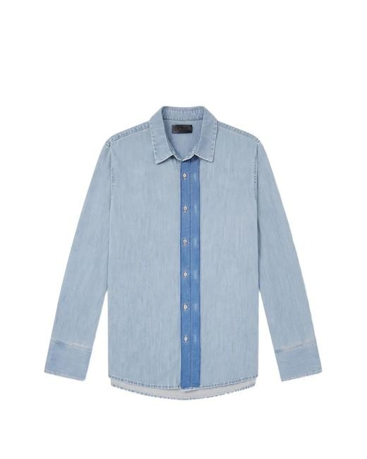 424 Blue Hoorsenbuhs Two-Tone Denim Shirt for men