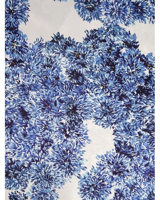 Givenchy Blue Couture Seam Pompom Flower-Print Silk Bowling Shirt for men