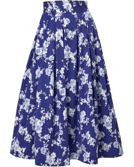 Carolina Herrera フローラル スカート Blue