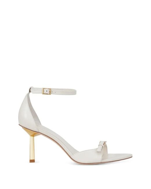 POTAMY White Buckle-Strap Leather Sandals